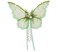 Xoeryoy Costume da Fata con di Farfalla per Donna - Design Ispirato agli Elfi da Sogno con Accenti di Foglie di salice e Fiori, Verde