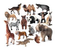 Xoeryoy Figure di Mini Animali da 15 Pezzi, Figure realistiche di Animali Selvatici di plastica per Il Progetto scientifico e Topper Torta, Modello educativo precoce per Bambini Piccoli