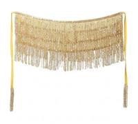 Xoeryoy Gonna di Danza del Ventre Vestito da danzatrice del Ventre con Nappa e Paillettes Dorate Sciarpa da Ballo per la Festa di Carnevale delle Donne