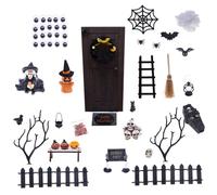 Xoeryoy Halloween Miniatures Figurine di Halloween con Albero in Miniatura Spider Spider Web Fence Bat Skull per Oggetti di Scena delle Bambole Scene da Bambole Fairy Garden Party Decor