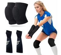 Xoeryoy Le Ginocchiere di pallavolo e Le Maniche del Braccio di pallavolo, la Manica del Gomito dell'avambraccio Pad con Cuscinetto Protettivo e Buco del Pollice, Accessori per Bambini 8-14 Anni