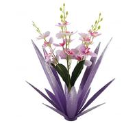 Xoeryoy Pianta Rustica di Agave in Metallo con Orchidee - Fiori in Metallo Realizzati a Mano per Esterni, Decorazioni per Interni ed Esterni, Arte Unica Viola