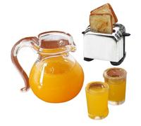 Xoeryoy Set da Cucina per casa delle Bambole Miniature realistiche per casa delle Bambole in Scala 1:12 Include tostapane e Set di Succo d'arancia Accessori Fai da Te e Decorativi, Regali per Gli i