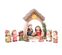 Xoeryoy Set per presepe di Natale 12 Pezzi/Set Presepe a LED e Statuetta della Sacra Famiglia Che Include Gesù Bambino, Maria e Giuseppe per Decorazioni da Tavolo Natalizie, 1