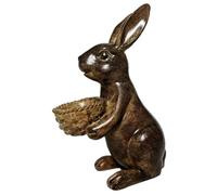 Xoeryoy Statua di Coniglio, Statua da Giardino Vintage con mangiatoia per Uccelli, Decorazione Rustica di Figurine di Coniglietto per Giardino Esterno e casa Interna