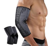 xolear 2 Pezzi Tutore Epicondilite Gomito, Gomitiere Palestra Compressione, Gomitiera per Epicondilite per Uomo e Donne, per Protezione Braccio, Palestra, Tendinite, Artrite, Golf(Nero,L)