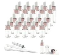 xolear 25 Pezzi Mini Flaconi Contagocce in Vetro Contiene 3 ml 5 ml, Trasparente Boccette con Contagocce Riutilizzabile, Boccette Vetro Adatto per Oli Essenziali, Aromaterapia e Massaggi(Oro Rosa)