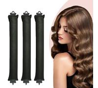 xolear 3 Pezzi Bigodino Lungo per Boccoli, Heatless Hair Curler in Velluto di Qualità, Bigodini Morbidi per Dormire, DIY Arricciacapelli Senza Calore per Tutte Dimensioni di Capelli, Teste (Nero)