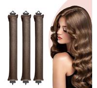 xolear 3 Pezzi Bigodino Lungo per Boccoli, Heatless Hair Curler in Velluto di Qualità, Bigodini Morbidi per Dormire, DIY Arricciacapelli Senza Calore per Tutte Dimensioni di Capelli, Teste (Marrone)