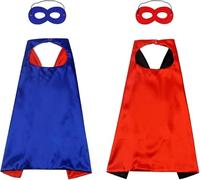 xolear 4 Pezzi Costumi Supereroi Bambini con Mantello Reversibile e Maschera in Feltro Regolabile Adatto per Giochi di Ruolo, Feste di Compleanno e per Bambini e Bambine