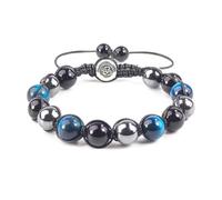 xolear Bracciale per Uomo, Pietre naturali e Preziose 10 MM, Bracciale in Pietra Occhio di Tigre, Regolabile Bracciali Ossidiana Naturali, Regalo Uomo Adatto per Essere Regalato al Padre, Agli Amici