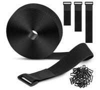 xolear Fascette Fermacavi 5M x 5CM, Fascette Riutilizzabili in Nylon con 15 Fibbie, Lunghezza di Taglio Libera Fascetta Cavi con Chiusura a Strappo, per Casa, Ufficio, Giardino, Usi Diversi (Nero)