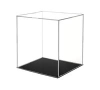 xolear Teca Espositiva Trasparente 15×15×15 cm, Acrilico Scatola Antipolvere Vetrina, Teca Plexiglass Assemblaggio Facile, Vetrina Acrilica con Base Nera per Figure D'azione, Giocattoli, Collezione