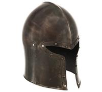 Xolmizyn Barbuta - Casco da cavaliere antico, replica medievale, in acciaio, per cosplay e teatro, 24 x 20 x 30 cm, visiera aperta a forma di T