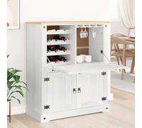 Xolmizyn Cantinetta per vino in legno di pino massiccio, 97 x 45 x 114 cm, scaffale rustico per bottiglie e utensili da bar, mobile di design bianco per soggiorno