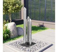 Xolmizyn Fontana da giardino in acciaio inox, con LED e pompa, 48 x 34 x | Design a 3 cilindri, con ciottoli, portata 2500 l/h