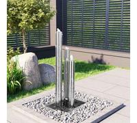 Xolmizyn Fontana da giardino, in acciaio inox, con LED e pompa, colore | Include ciottoli, design a 3 cilindri, resistente all'acqua clorata
