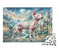 Xoloitzcuintli - Cartone rigido - Cane senza pelo nel cortile del castello fantasy - Puzzle classico - Passatempo interattivo - 70x50cm/1000 pezzi