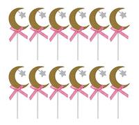 Xolsurg Golden Moon Star Cake Topper Shiny Cupcake Decoration Cake Cake Weddings Birthings Party 12pcs
