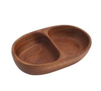 Xolsurg Vassoi di legno Piatti che servono vassoio multiuso decorazioni per la casa per il dessert insalata dadi di frutta (Piccolo compartimento ovale)