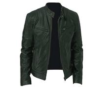 XOMART Giacca in Pelle Sottile da Uomo con Colletto Rialzato Primaverile E Autunnale Giacca in Pelle da Motociclista con Decorazione Tascabile