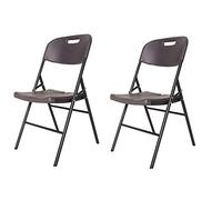 XONE Coppia Sedie Pieghevoli Stampo Legno Dark, Struttura in Metallo e Resina 86x45x50cm, per Interni e Giardino - 2 Pezzi
