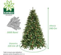 XONE GORDON Albero di Natale Artificiale con Pigne e Bacche per Atmosfera Unica