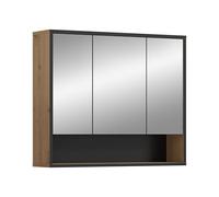xonox.home Armadietto a specchio Bagno 80 x 68 x 19 cm in rovere Artisan - 3 ante a specchio, 6 scomparti e vano aperto - Montaggio flessibile, aspetto elegante e pratico ripiano