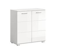 xonox.home Cassettiera Prego per corridoio, armadietto fumo, credenza nel corpo bianco lucido, parte anteriore bianca, ca. 80 x 83 x 37 cm