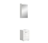 xonox.home - Combinazione bagno 2 pezzi Scout bianco lucido/bianco | 2 pezzi. Set composto da armadietto a specchio e mobiletto sottolavabo, set sottile largo 40 cm, salvaspazio