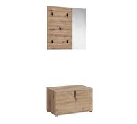 xonox.home - Keno Artisan - Armadio combinato da 2 pezzi, rovere melammina | Composto da panca e scarpiera, molto spazio per un corridoio ordinato