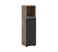 xonox.home Mobile alto Ice 30 x 110 x 30 cm in corpo Nox Oak Replica e frontale nero opaco - Armadio da bagno alto - Moderno e sottile