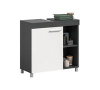 xonox.home - Mobile lavabo Noah 65 x 63 x 31 cm in antracite e bianco - Mobile bagno con 1 porta, 2 ripiani e 2 scomparti aperti, design moderno a contrasto per elegante organizzazione del bagno