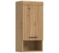 xonox.home - Mobile sospeso Scout 37 x 79 x 24 cm in Artisan & Nero - Armadio da parete per bagno con 1 anta e vano aperto - Montaggio a parete con staffa flessibile e ripiano