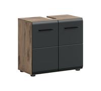 xonox.home Mobile sottolavabo Ice 60 x 54 x 30 cm in corpo Nox Oak Replica e frontale nero opaco - Elegante base per lavabo, elegante e compatto