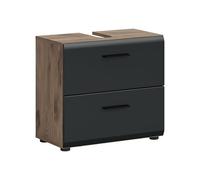 xonox.home Mobile sottolavabo Ice 60 x 54 x 60 cm in corpo Nox Oak replica e frontale nero opaco - Mobile da bagno moderno per lavabo, caldo e naturale