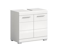 xonox.home Mobiletto da bagno Scout, mobiletto da bagno, mobiletto per lavabo, mobiletto lavandino nella parte anteriore, bianco lucido, struttura bianca, ca. 60 x 56 x 34 cm