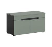 xonox.home - Panchina Canu 80 x 45 x 37 cm, corpo basalto grigio Nb., frontale fumé verde Nb. - Panca per guardaroba e corridoio, moderna e funzionale