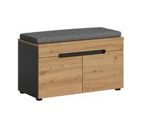 xonox.home - Panchina con cuscino Canu 80 x 45 x 37 cm, corpo basalto grigio Nb., parte anteriore Artisan Nb. - Panca per guardaroba e corridoio, senza tempo e salvaspazio