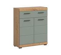 xonox.home Scout - Armadietto da bagno sottile in legno di quercia artisana, ca. 74 x 88 x 31 cm, colore verde salvia