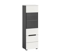 xonox.home - Vetrina Canu 36 x 125 x 33 cm in corpo basalto grigio Nb. e frontale bianco Nb. - Vetrina decorativa in vetro, armadietto portaoggetti in vetro, moderno e salvaspazio