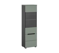 xonox.home - Vetrina Canu 36 x 125 x 33 cm in corpo basalto grigio Nb. e frontale fumé Green Nb. - Vetrina decorativa in vetro, armadietto portaoggetti in vetro, moderno e salvaspazio