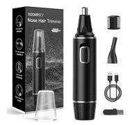 XOOMRSCP Rasoio per peli del naso da uomo, ricaricabile, 2 in 1, indolore, multifunzionale, per orecchie e naso, con lame a doppio bordo impermeabili IPX7 (nero argento)
