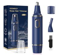 XOOMRSCP Rasoio per peli del naso da uomo, ricaricabile, 2 in 1, indolore, multifunzionale, per orecchie e naso, con lame a doppio bordo impermeabili IPX7 (blu)