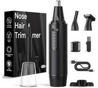 XOOMRSCP Rasoio per peli del naso da uomo, ricaricabile, 3 in 1, indolore, multifunzionale, per orecchie e naso, con lame a doppio bordo impermeabili IPX7 (inchiostro nero)