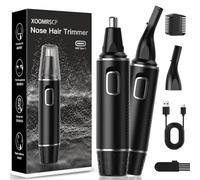 XOOMRSCP Tagliacapelli di precisione per orecchie e naso a 360°, sicuro ed efficiente, ricaricabile tramite USB, impermeabile, per uomini e donne, lame a doppio bordo per una facile pulizia, nero
