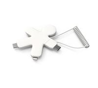 Xoopar - Buddy Cavo Multiplo 4 in 1 - Caricatore Universale In Plastica Riciclata - USB-C, Lightning, USB Per Smartphone - Bianco