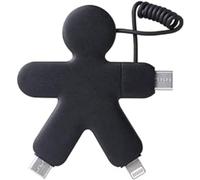 Xoopar - Buddy Cavo Multiplo USB 4 in 1 - Caricatore Universale In Plastica Riciclata - USB-C, USB, Lightning, USB Universale per Smartphone - Nero