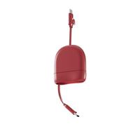 Xoopar Cavo di Ricarica Retrattile Multi USB 1 m 60 W - Ricarica Rapida USB-C e Lightning, Compatibile con CarPlay e trasferimento Dati Ice-R Rosso