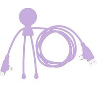 Xoopar Cavo multi connettore 3 in 1, lungo cavo di ricarica rapida, 1 m20 - 60 W di potenza, porta USB tipo C Lightning - compatibile con tutti gli smartphone Mr Bio Long Fast Viola